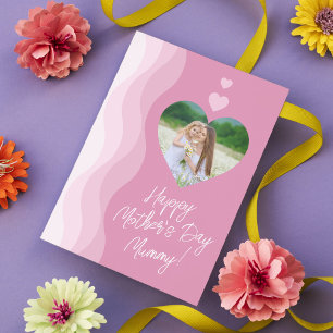 Cartes Pour Fêtes Annuelles Joyeuse fête des mères MUMMY Modern Pink Heart Pho
