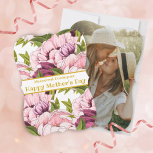Cartes Pour Fêtes Annuelles Joyeuse fête des mères photo Gold Pony rose Floral