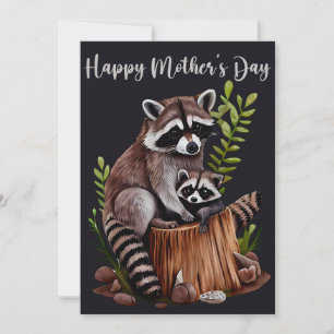 Cartes Pour Fêtes Annuelles Joyeuse Fête des Mères Raton laveurs Mignons