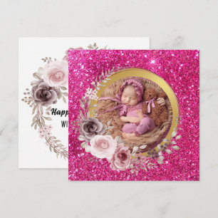 Cartes Pour Fêtes Annuelles Joyeuse Fête des Mères rose poudré photo à paillet
