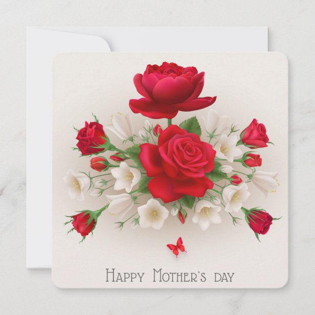 Cartes Pour Fêtes Annuelles Joyeuse Fête des Mères Roses (Devant)