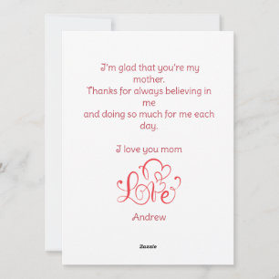 Cartes Pour Fêtes Annuelles Joyeuse fête des mères simple doux photo de enfant