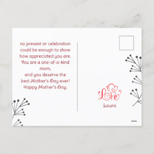 Cartes Pour Fêtes Annuelles Joyeuse fête des mères simple fleur mère et bébé p