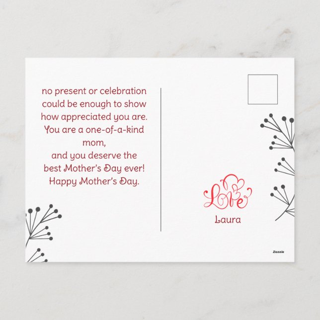 Cartes Pour Fêtes Annuelles Joyeuse fête des mères simple fleur mère et bébé p (Dos)