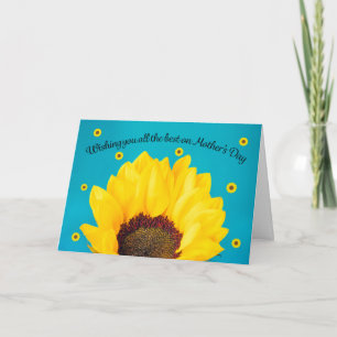 Cartes Pour Fêtes Annuelles Joyeuse Fête des Mères Tournesol sur fond bleu
