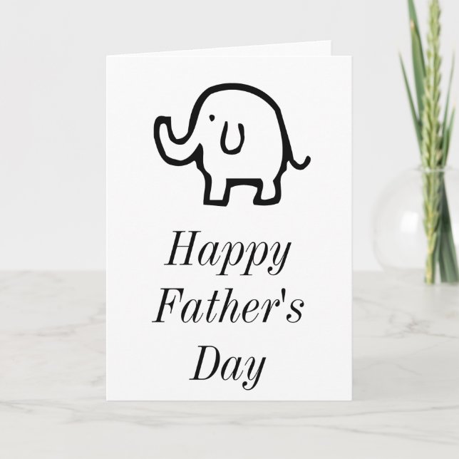 Cartes Pour Fêtes Annuelles Joyeuse Fête des Pères Bébé Éléphant Mignon Simple (Devant)
