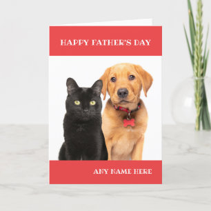 Cartes Pour Fêtes Annuelles Joyeuse Fête des Pères Chat Nom Personnalisé
