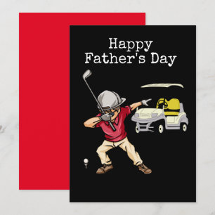 Cartes Pour Fêtes Annuelles Joyeuse fête des Pères golfeur dabbing noir   