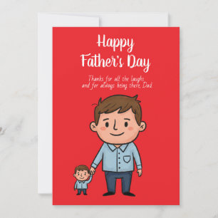 Cartes Pour Fêtes Annuelles Joyeuse Fête des Pères Papa et Fils de Dessin Anim