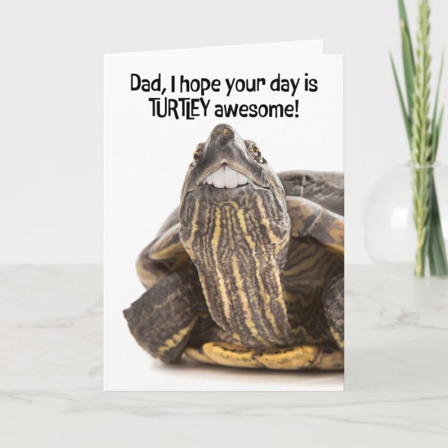 Cartes Pour Fêtes Annuelles Joyeuse Fête des Pères Papa Tortue aux Grosses Den (Devant)