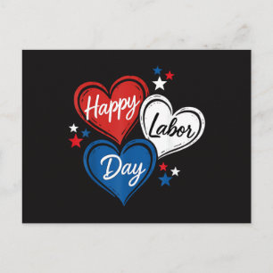 Cartes Pour Fêtes Annuelles Joyeuse Fête du Travail Cœurs Patriotiques Rouge B