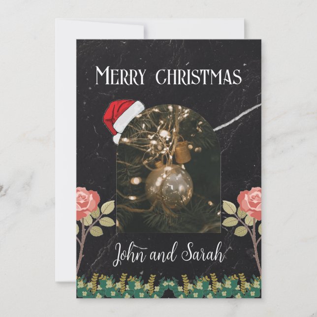 Cartes Pour Fêtes Annuelles Joyeuse feuille de Noël Foliage arche photo chic (Devant)