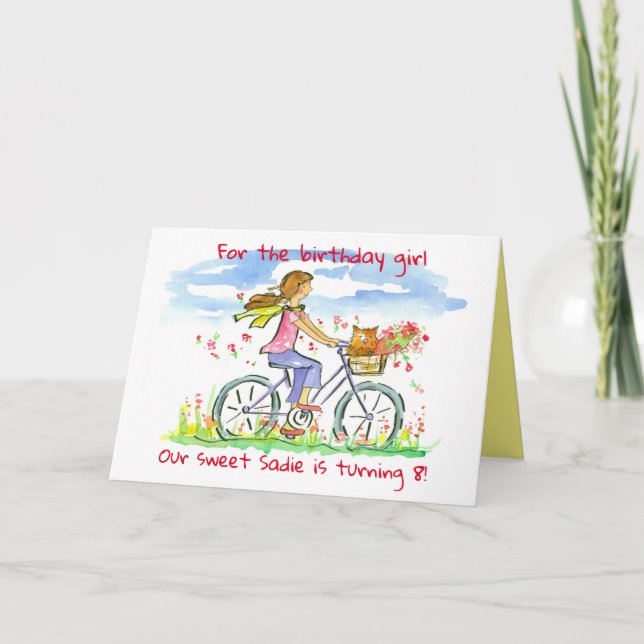 Cartes Pour Fêtes Annuelles Joyeuse fille d'anniversaire à vélo équitation Chi (Devant)