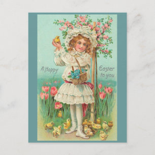 Cartes Pour Fêtes Annuelles Joyeuse Fille de Pâques Vintage