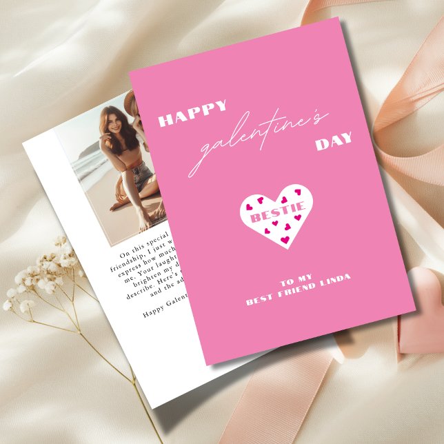 Cartes Pour Fêtes Annuelles Joyeuse Galentine's Day Meilleure Amie Photo de Co (Créateur téléchargé)