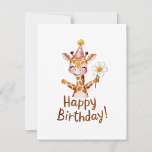 Cartes Pour Fêtes Annuelles Joyeuse Giraffe d'anniversaire