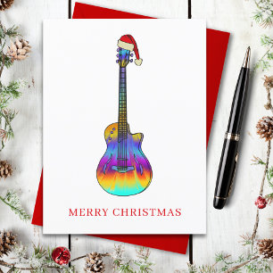 Cartes Pour Fêtes Annuelles Joyeuse guitare de Noël colorée