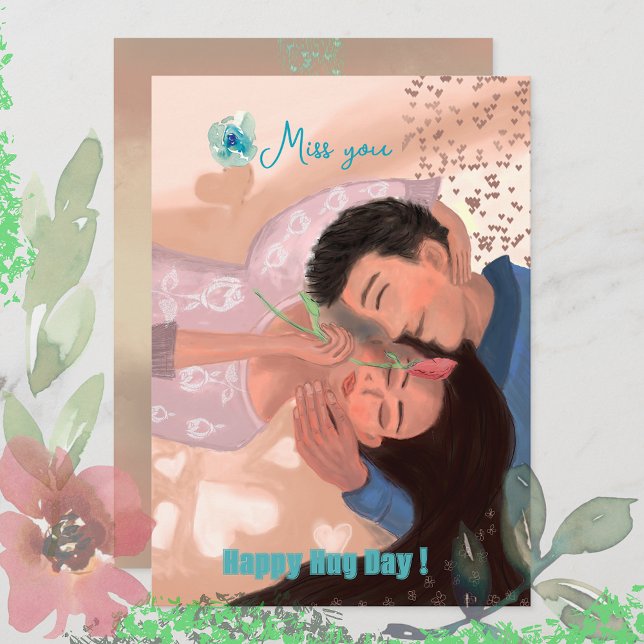 Cartes Pour Fêtes Annuelles Joyeuse Journée de Hug (Happy Hug Day, or Happy Valentine's Day card , can be personalize by exchanging of text)