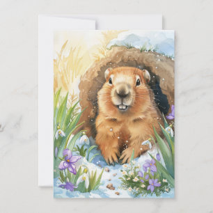 Cartes Pour Fêtes Annuelles Joyeuse journée de la marmotte Adorable marmotte c