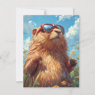Cartes Pour Fêtes Annuelles Joyeuse journée de la marmotte Adorable marmotte c