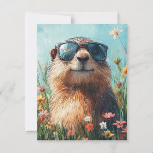 Cartes Pour Fêtes Annuelles Joyeuse journée de la marmotte Adorable marmotte c