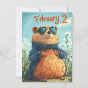 Cartes Pour Fêtes Annuelles Joyeuse journée de la marmotte Chouette chèvreterr