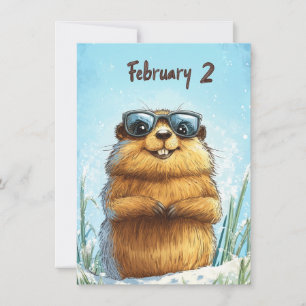 Cartes Pour Fêtes Annuelles Joyeuse journée de la marmotte Cute Coloré Woodchu