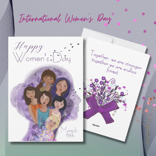 Cartes Pour Fêtes Annuelles Joyeuse Journée des Femmes Illustration dessinée à