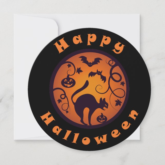 Cartes Pour Fêtes Annuelles Joyeuse lanterne d'Halloween araignées et chauves- (Devant)