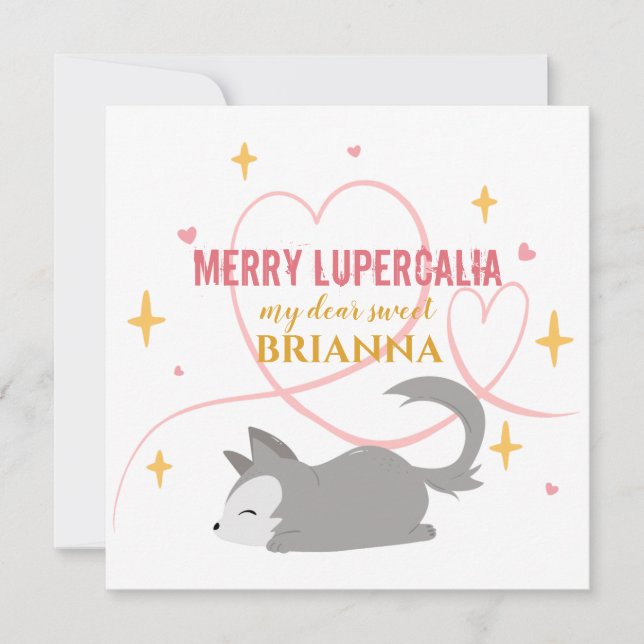 Cartes Pour Fêtes Annuelles Joyeuse Lupercalia Bébé Loup Païen Endormi Enfants (Devant)