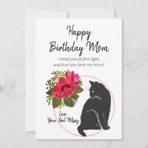 Cartes Pour Fêtes Annuelles Joyeuse maman d'anniversaire de Chat Floral