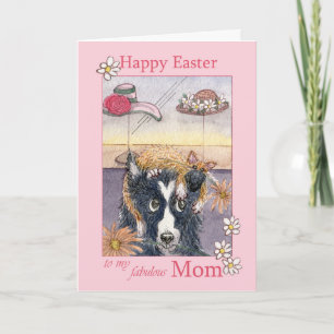 Cartes Pour Fêtes Annuelles Joyeuse maman de Pâques, collie de frontière chien