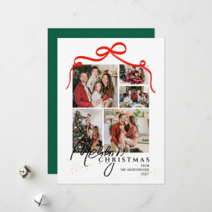 Cartes Pour Fêtes Annuelles Joyeuse Noël Photo de Famille Élégante avec Éclabo