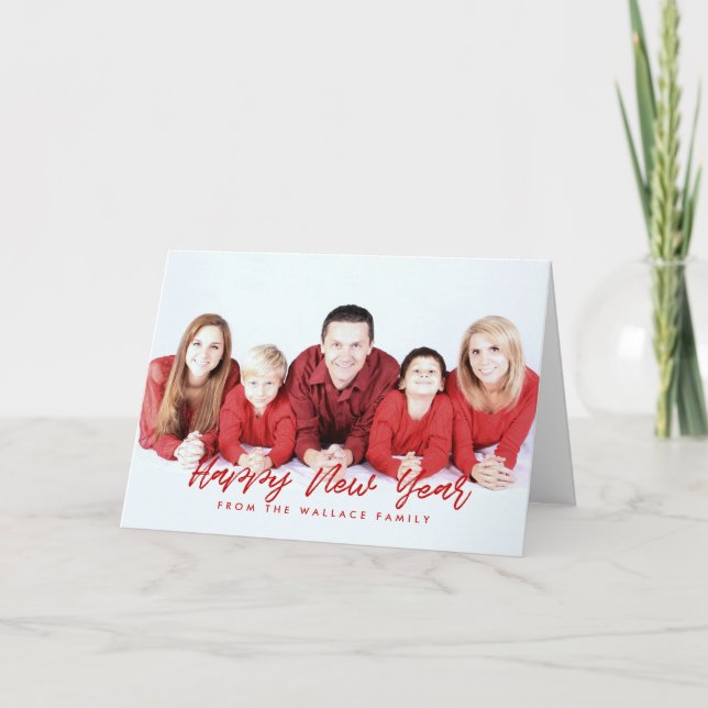 Cartes Pour Fêtes Annuelles Joyeuse nouvelle année police rouge moderne (Devant)