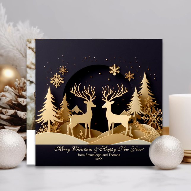Cartes Pour Fêtes Annuelles Joyeuse paire de Noël Reindeer Photo (Créateur téléchargé)