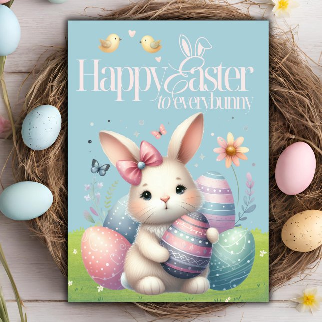Cartes Pour Fêtes Annuelles Joyeuse Pâques à tous mignons Pâques personnalisée (Happy Easter to Everybunny Cute Custom Easter Holiday Card)
