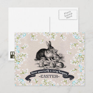 Cartes Pour Fêtes Annuelles Joyeuse Pâques.Lapins Vintages Pâques