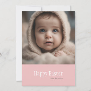 Cartes Pour Fêtes Annuelles Joyeuse Pâques Minimaliste photo rose