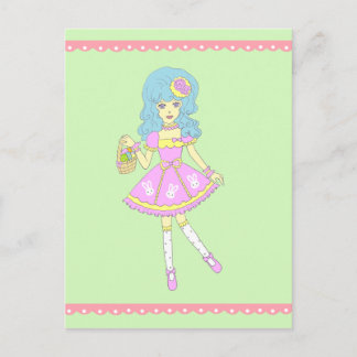 Cartes Pour Fêtes Annuelles Joyeuse Pâques verte fille