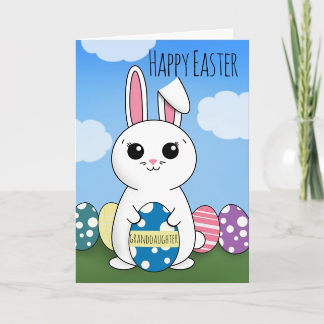 Cartes Pour Fêtes Annuelles Joyeuse Petite-fille de Pâques Mignonne Lapin WIth (Devant)