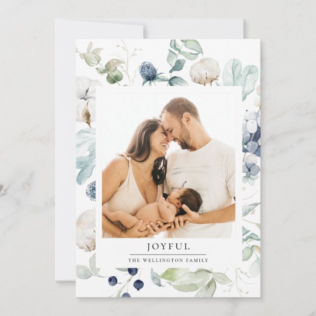 Cartes Pour Fêtes Annuelles Joyeuse photo botanique d'hiver arctique (Devant)