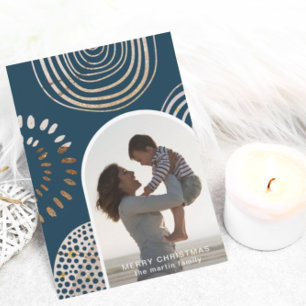 Cartes Pour Fêtes Annuelles Joyeuse photo de Noël avec message bleu