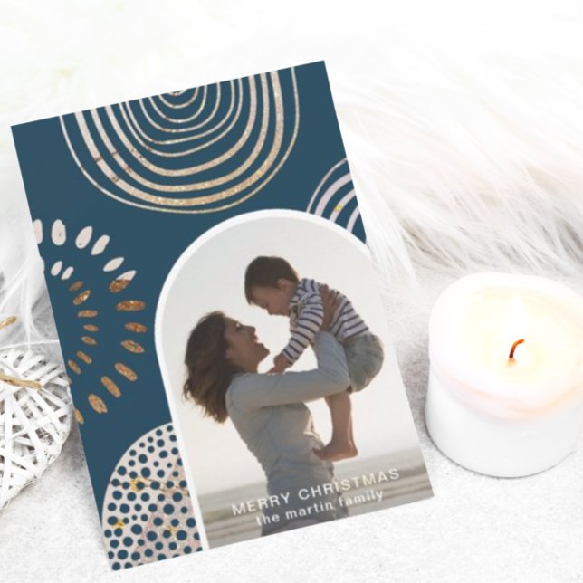 Cartes Pour Fêtes Annuelles Joyeuse photo de Noël avec message bleu (Créateur téléchargé)