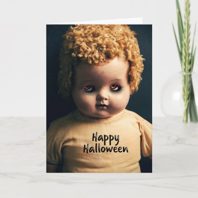 Cartes Pour Fêtes Annuelles Joyeuse Poupée Déplaisante Halloween avec yeux Éff (Devant)