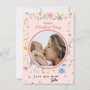 Cartes Pour Fêtes Annuelles Joyeuse première fête des mères jolies fleurs mode