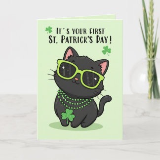 Cartes Pour Fêtes Annuelles Joyeuse première St-Patrick Bébé Adorable Chat 