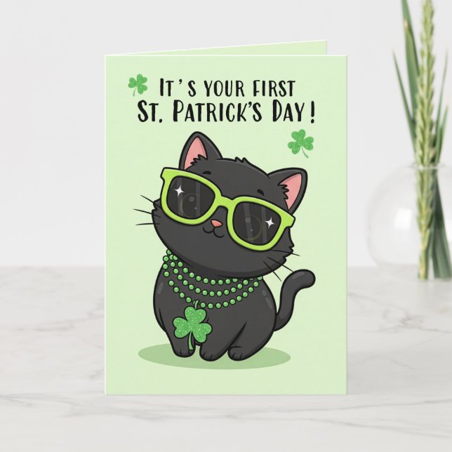 Cartes Pour Fêtes Annuelles Joyeuse première St Patrick pour bébé Mignon petit (Devant)