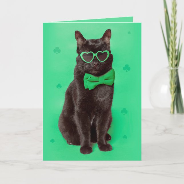 Cartes Pour Fêtes Annuelles Joyeuse Saint-Patrick à tous les chats noirs  (Devant)