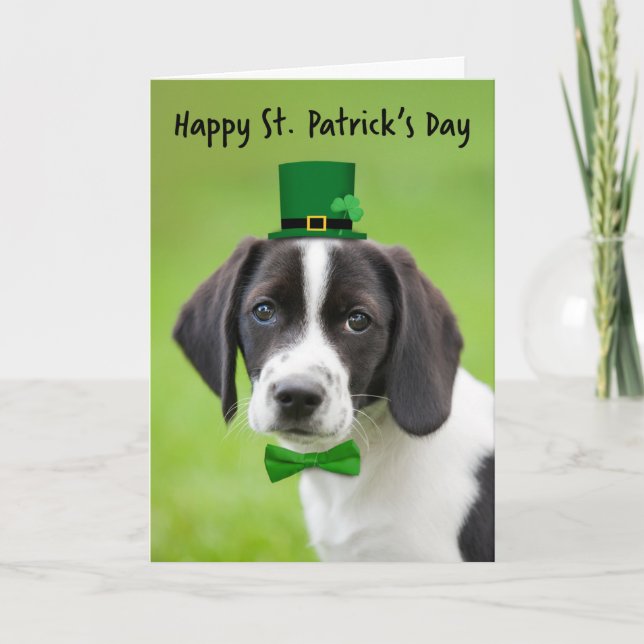 Cartes Pour Fêtes Annuelles Joyeuse Saint-Patrick à tout joli chiot Beagle (Devant)