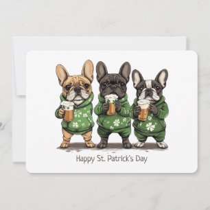 Cartes Pour Fêtes Annuelles Joyeuse Saint-Patrick Bouledogues Français